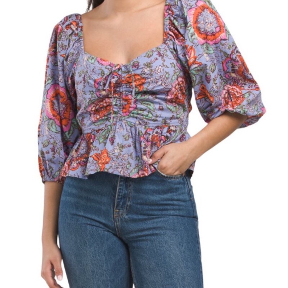 Cleobella Purple Ruched Peplum Blouse